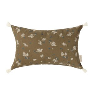 COUSSIN RECTANGULAIRE AVEC POMPONS BROWN LILAC