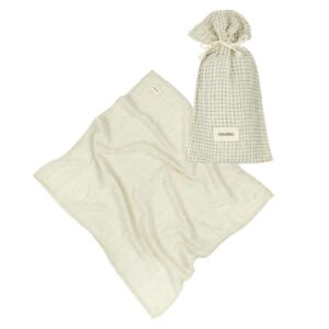 LANGE WABI-SABI EN DOUBLE GAZE DE COTON LAVÉ BLUE GRID