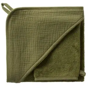 CAPE DE BAIN + GANT EN BAMBOU & GAZE DE COTON FOUGÈRE