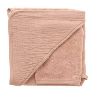 CAPE DE BAIN + GANT EN BAMBOU & GAZE DE COTON MOCHA