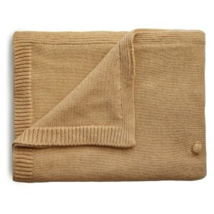 COUVERTURE TRICOTÉE 100% COTON MUSTARD MELANGE