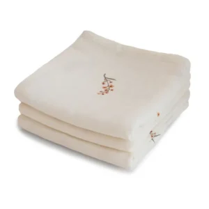 LOT DE 3 LANGES EN MOUSSELINE DE COTON BIOLOGIQUE FLEURS