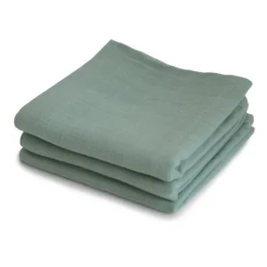 LOT DE 3 LANGES EN MOUSSELINE DE COTON BIOLOGIQUE ROMAN GREEN