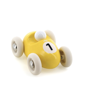 VOITURE EN BOIS , MINI ROADSTER - JAUNE