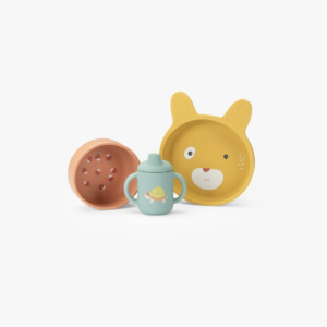SET VAISSELLE SILICONE - TROIS PETITS LAPINS