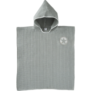 PONCHO DE BAIN À CAPUCHE EN NID D'ABEILLE - VERT DE GRIS - 3/5 ANS
