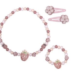 SET DE BIJOUX EN BOIS - FRAISE